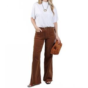 NEW FRAME le slim palazzo modernist pocket corduroy pants in maple brown